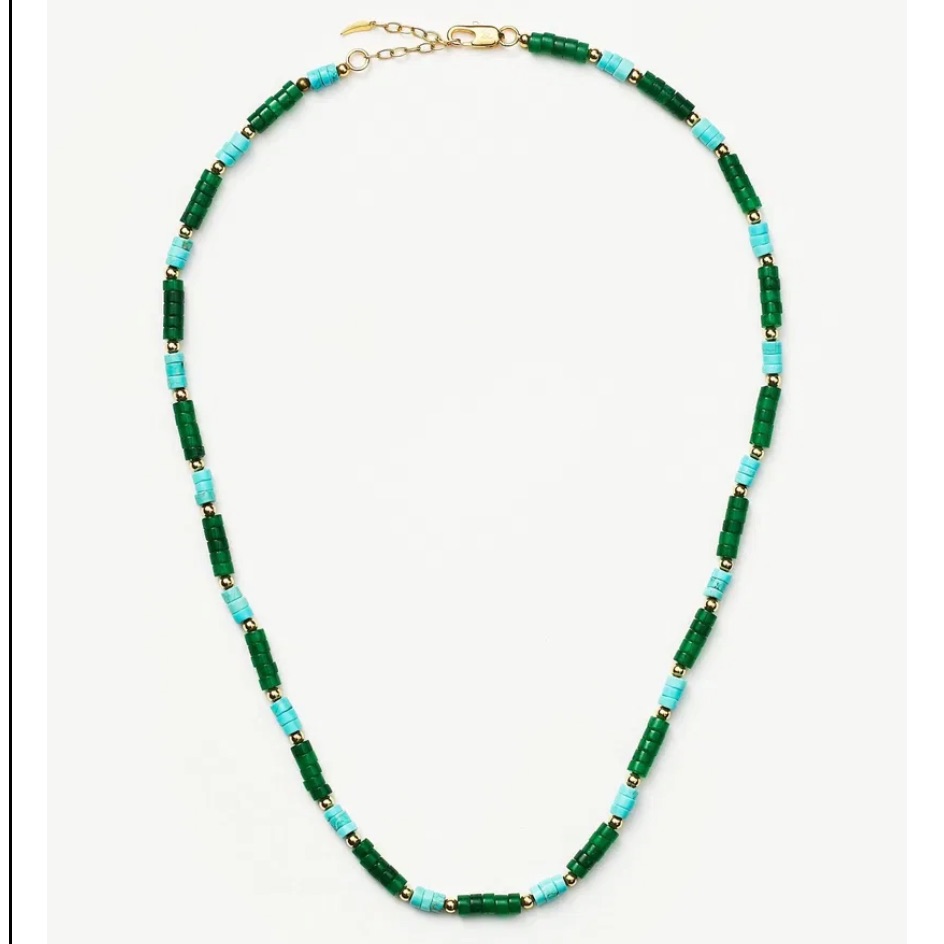 New Missoma Green And Blue Beaded Necklace